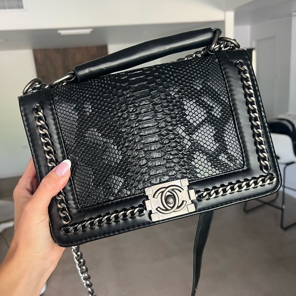 COPY - BLACK BOY PYTHON CHANEL SILVER HARDWARE - Picture 1 of 4
